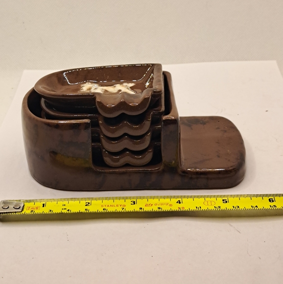 Ashtray Set Made in Occupied Japan Brown 4 ashtrays Vintage. - Picture 2 of 7